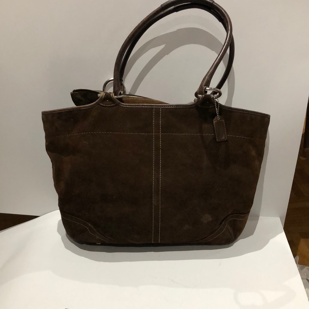 Coach brown suede handbag